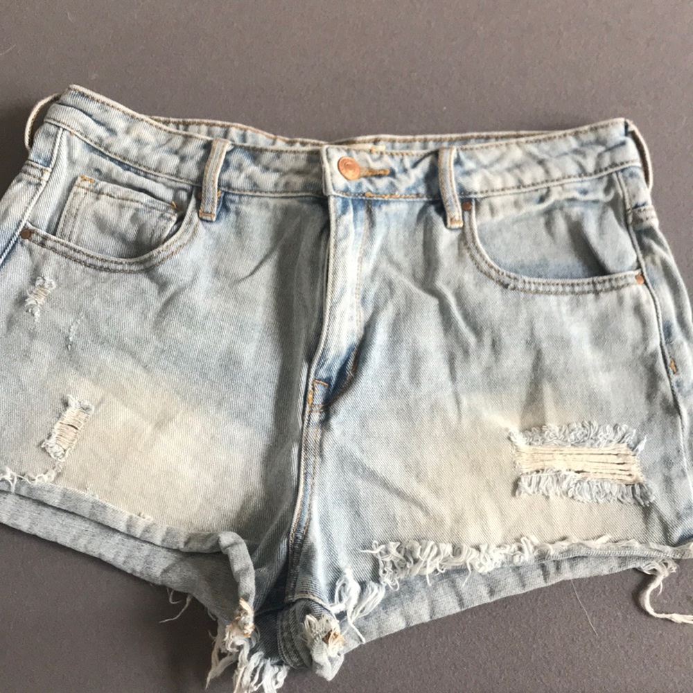 PACSUN high rise light blue jean shorts